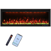 Wall Mounted & Recessed Electric Fireplace with Adjustable Flame & Light, App & Voice Control, Remote Control